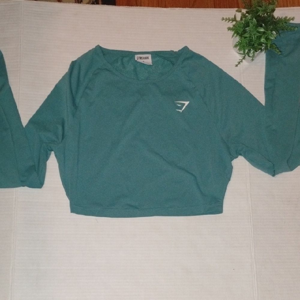 Gymshark Long Sleeve Crop Top. Teal in color. Women's size Small.